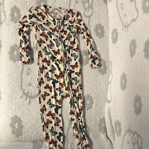 Posh Peanut Cream Butterfly Print Kids Romper